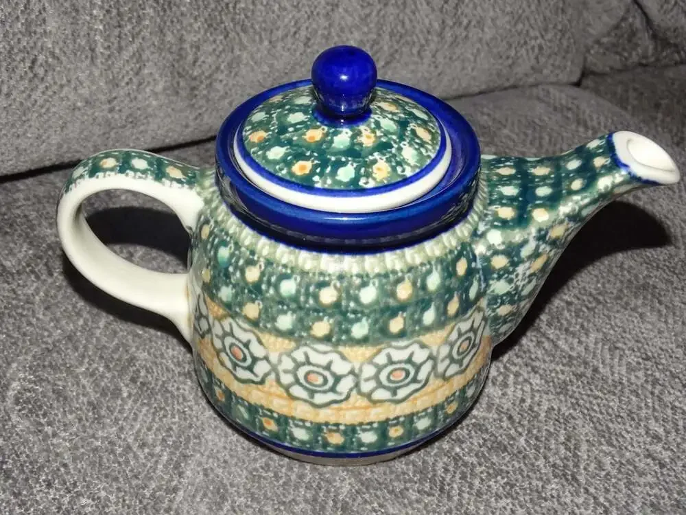 Ceramika Artystyczna Polish Pottery Tea Set with Teapot, Cup, and Saucer